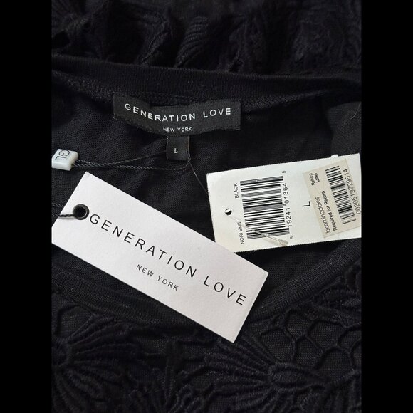 New Generation Love NY Top Large Black Textured Embroidered Nori Sleeveless Tank - Picture 5 of 7